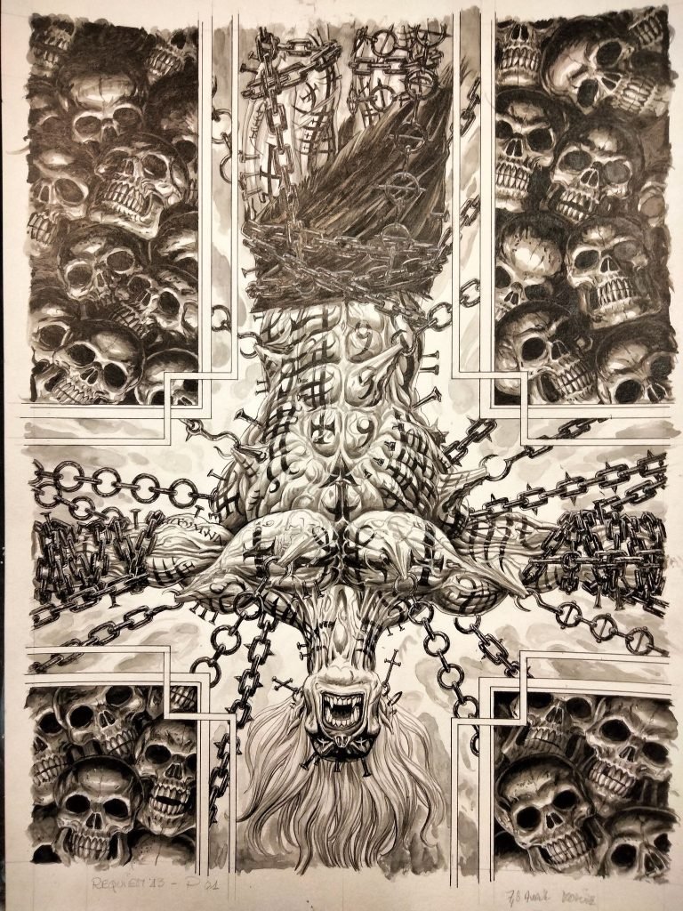Inks of a page from the forthcoming Requiem Volume 13