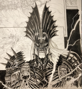Sketch of Requiem wearing mask from Volume 13